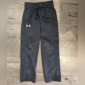 Under Armour YSM Boys Gray Athletic Track‎ Pants Logo Drawstring